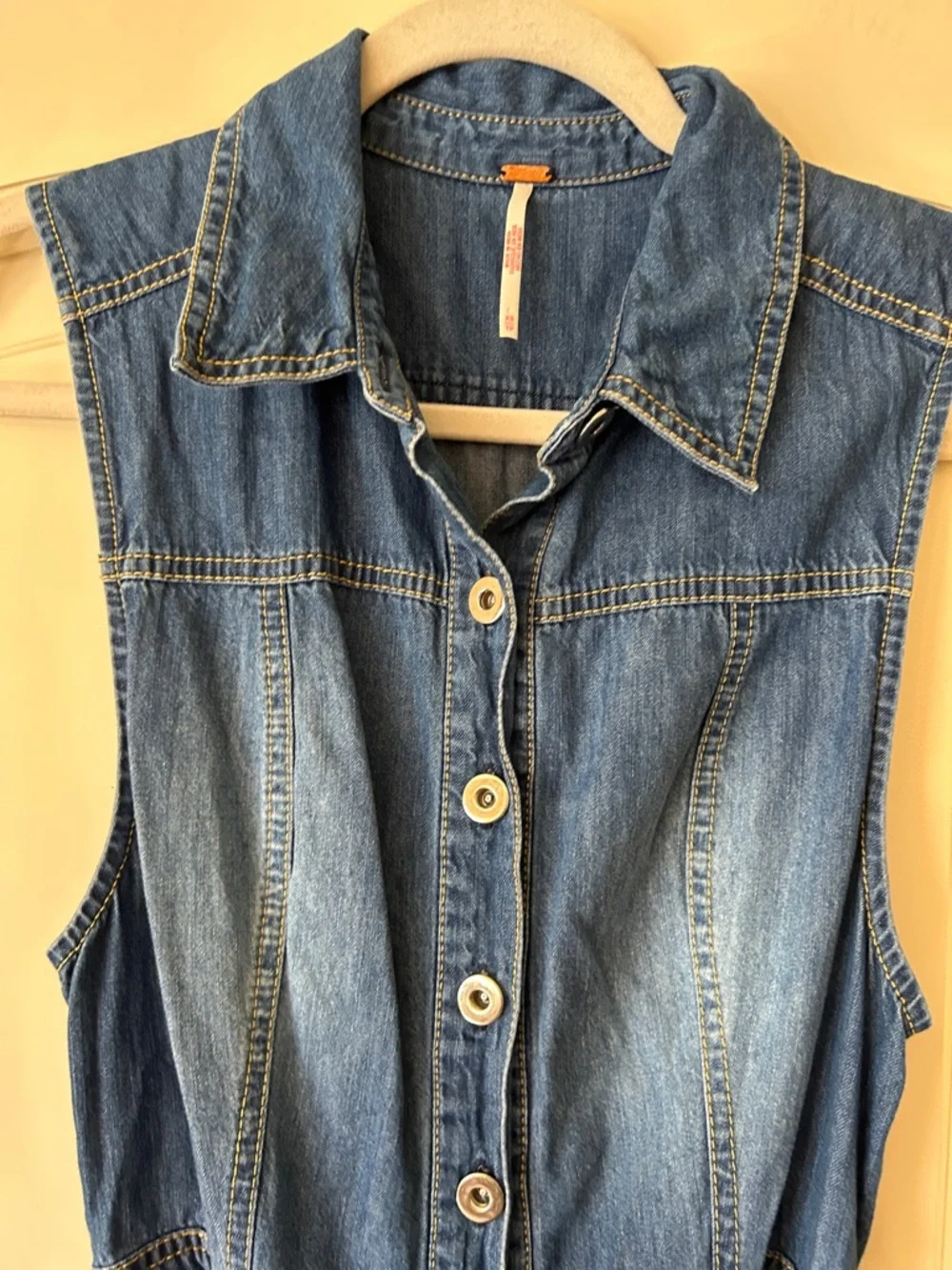 Free People Indigo Button-Up Shirt Dress - With all the Layers and Fun Ruffles - Picture 3 of 9